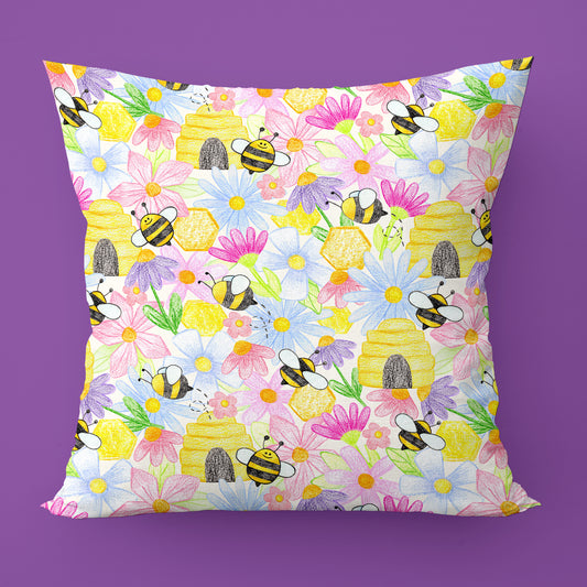 Honey and Flowers Throw Pillow
