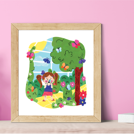 Kimmie and Her Butterflies Art Print