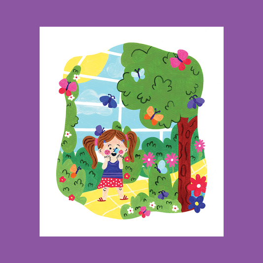 Kimmie and Her Butterflies Art Print