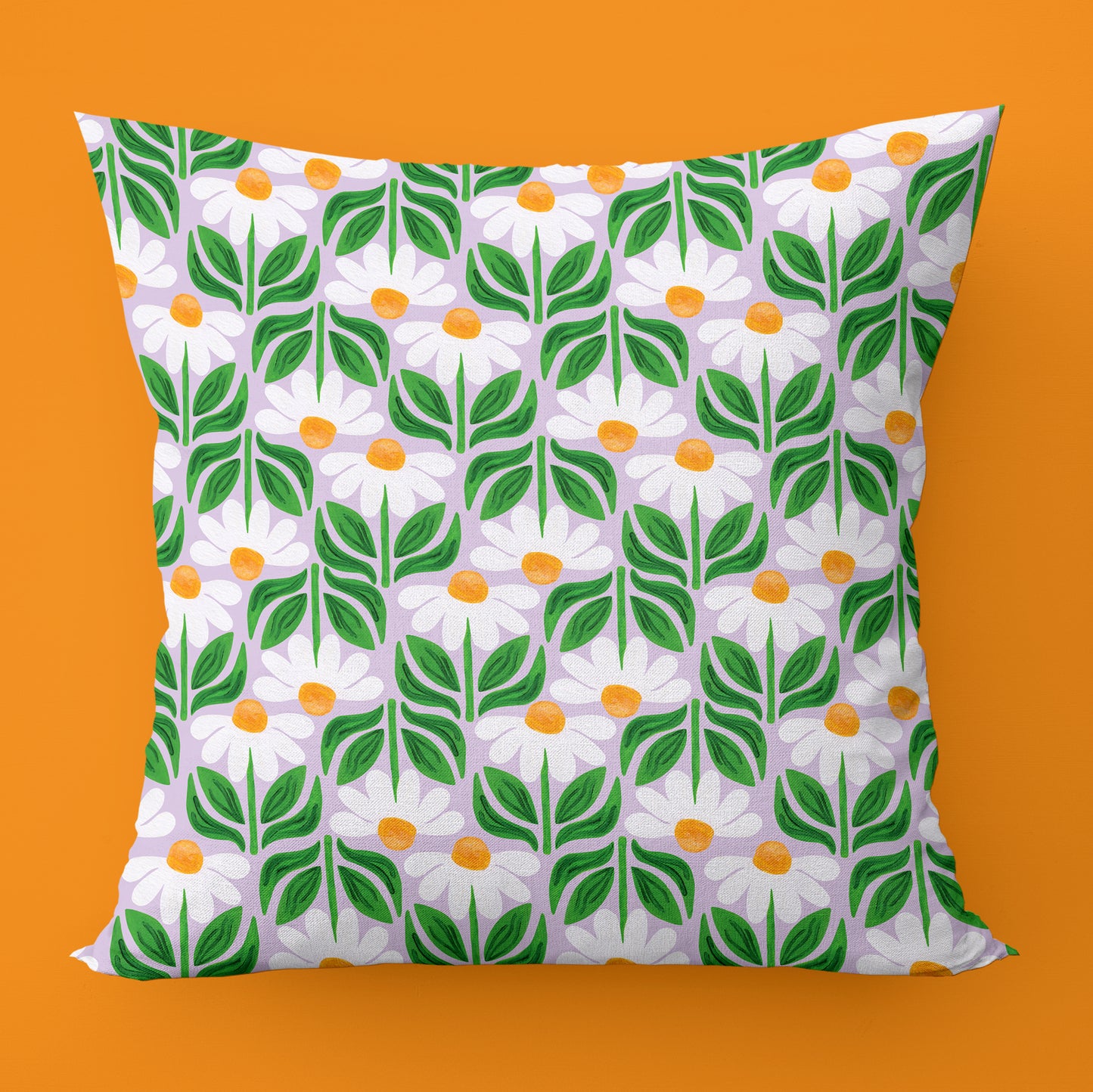 Mid-Century Daisies Throw Pillow